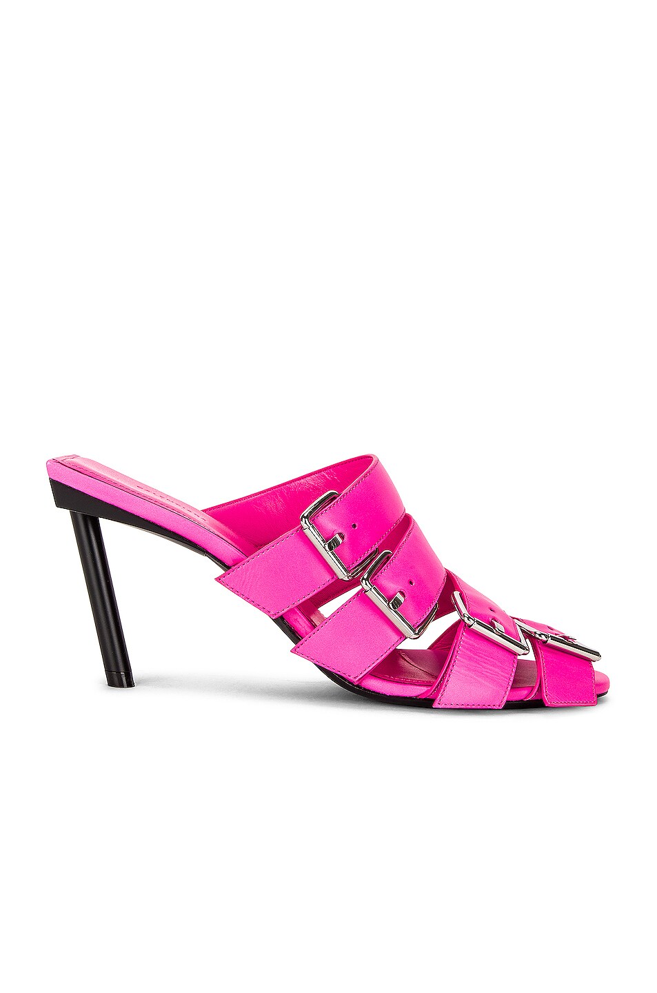 Image 1 of Balenciaga Buckle Knife Sandals in Fluo Pink & Silver
