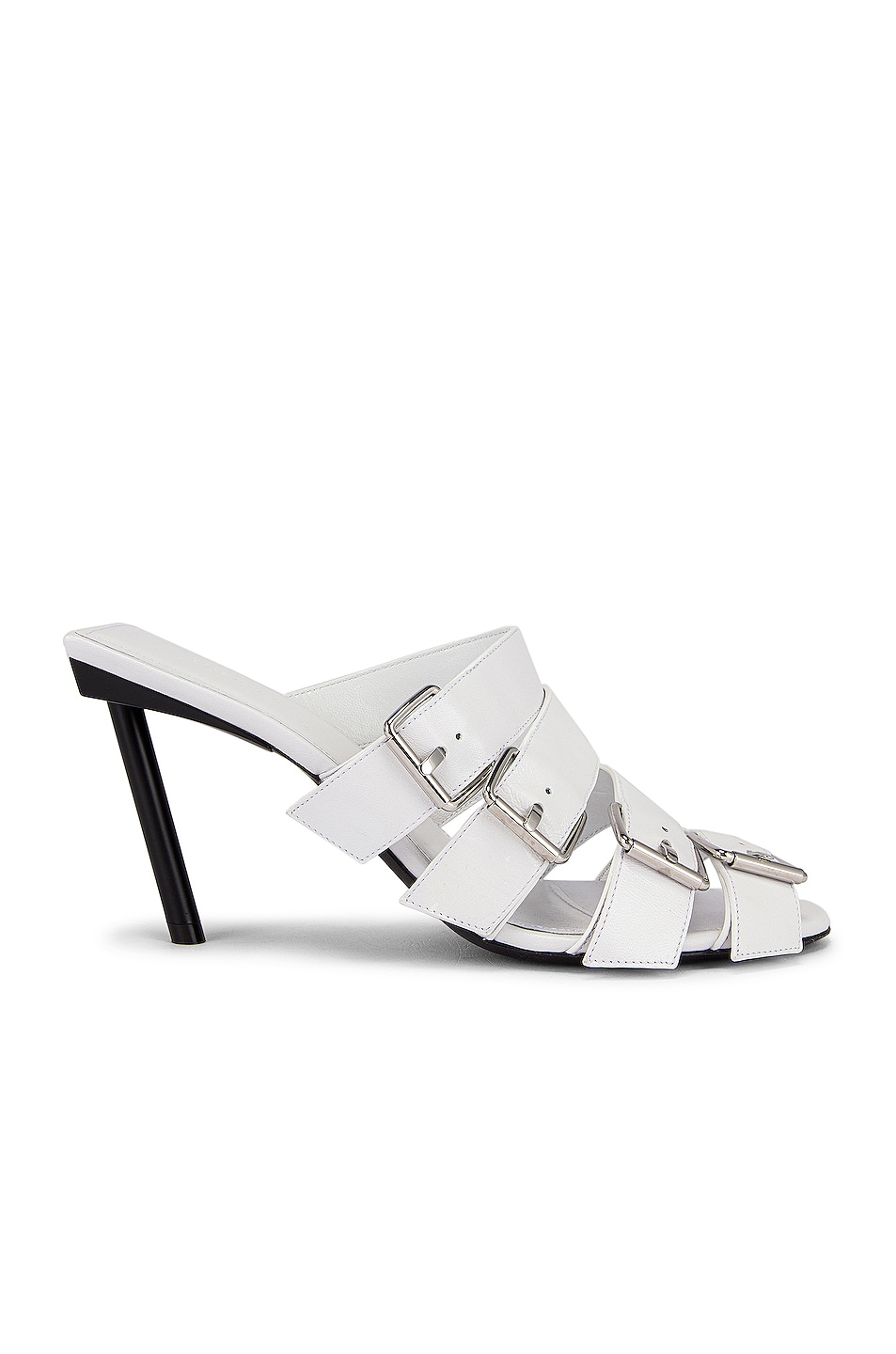 Image 1 of Balenciaga Buckle Knife Sandals in Optical White & Silver