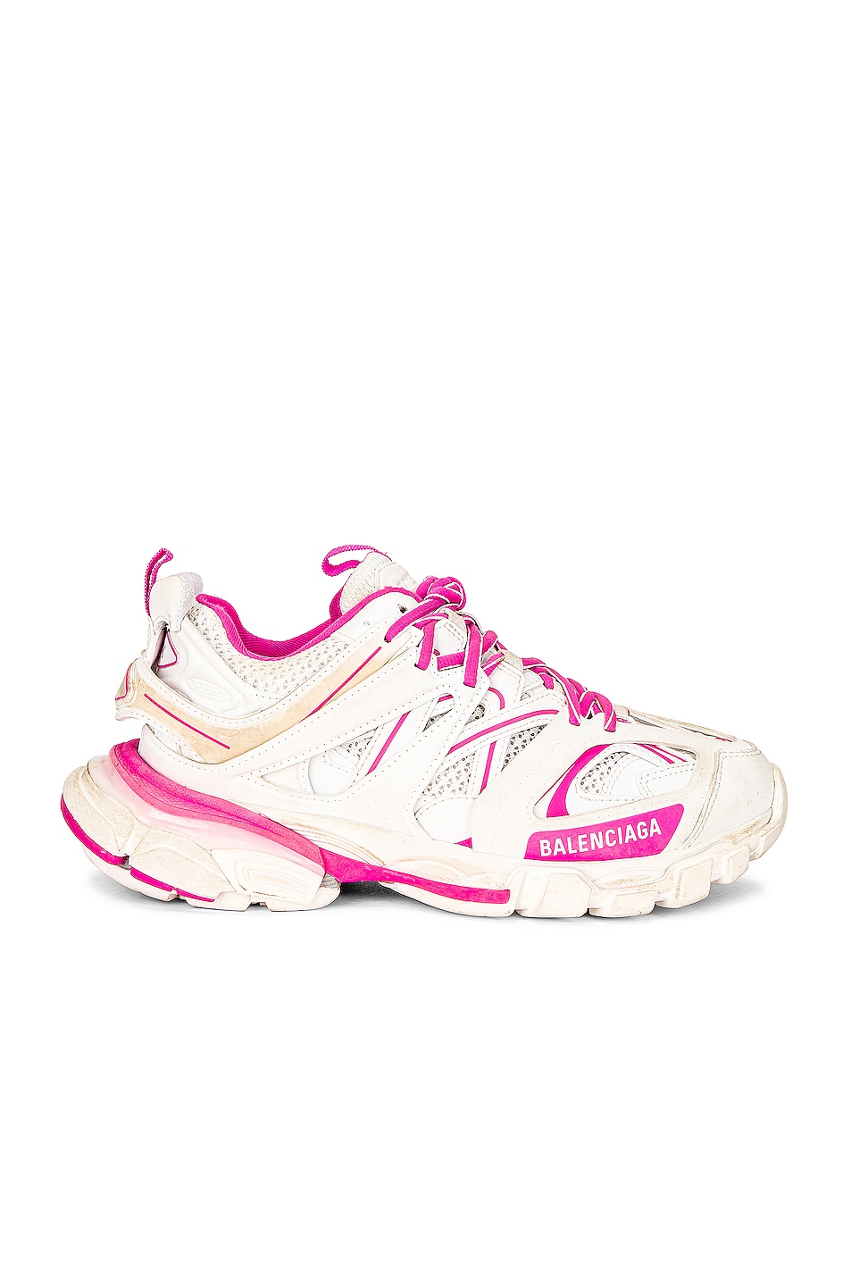 Image 1 of Balenciaga Track Sneakers in White & Fluo Pink