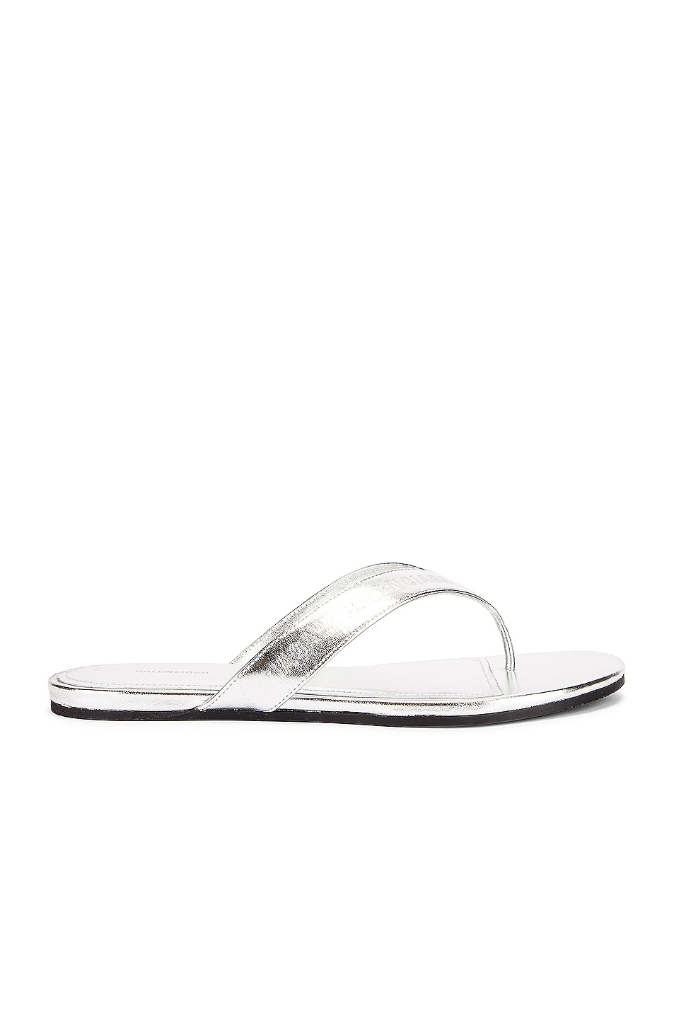 Balenciaga Round Flip Flop Sandals in Silver Metallic | FWRD