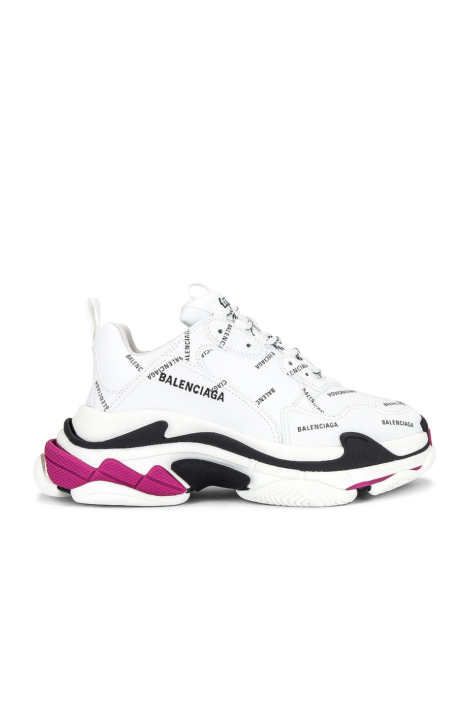 Image 1 of Balenciaga Triple S Sneakers in White & Black & Fluo Pink