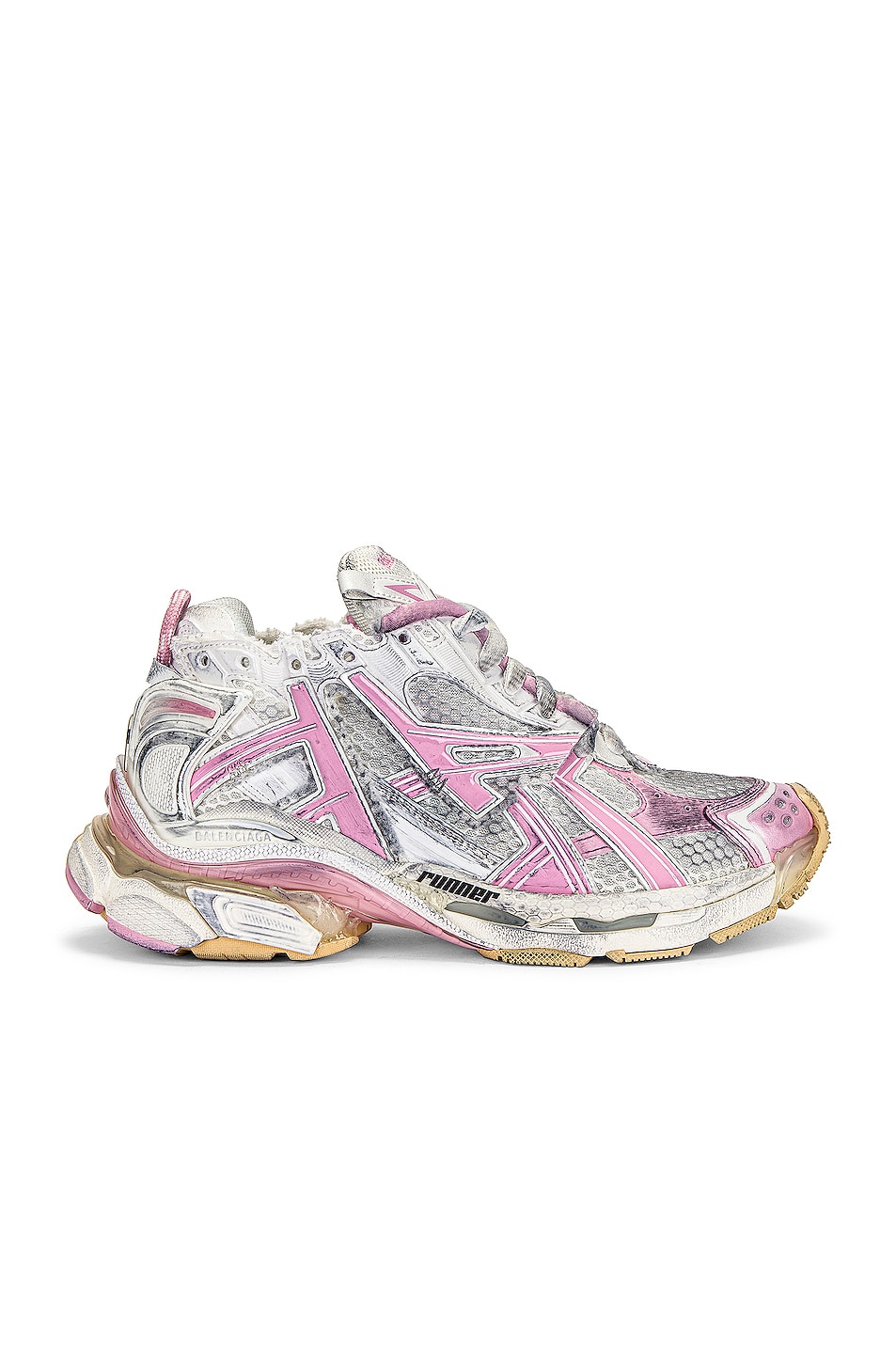Image 1 of Balenciaga Runner Sneakers in White & Pink & Beige