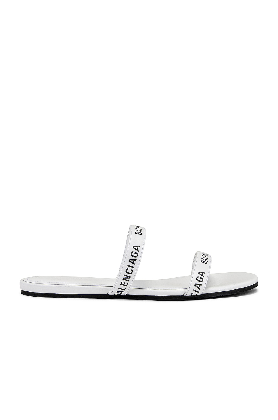 Image 1 of Balenciaga Round Flat Sandals in White & Black