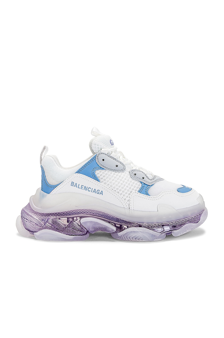Image 1 of Balenciaga Triple S Clear Sole Sneaker in Light Blue, Grey, Lilac & White