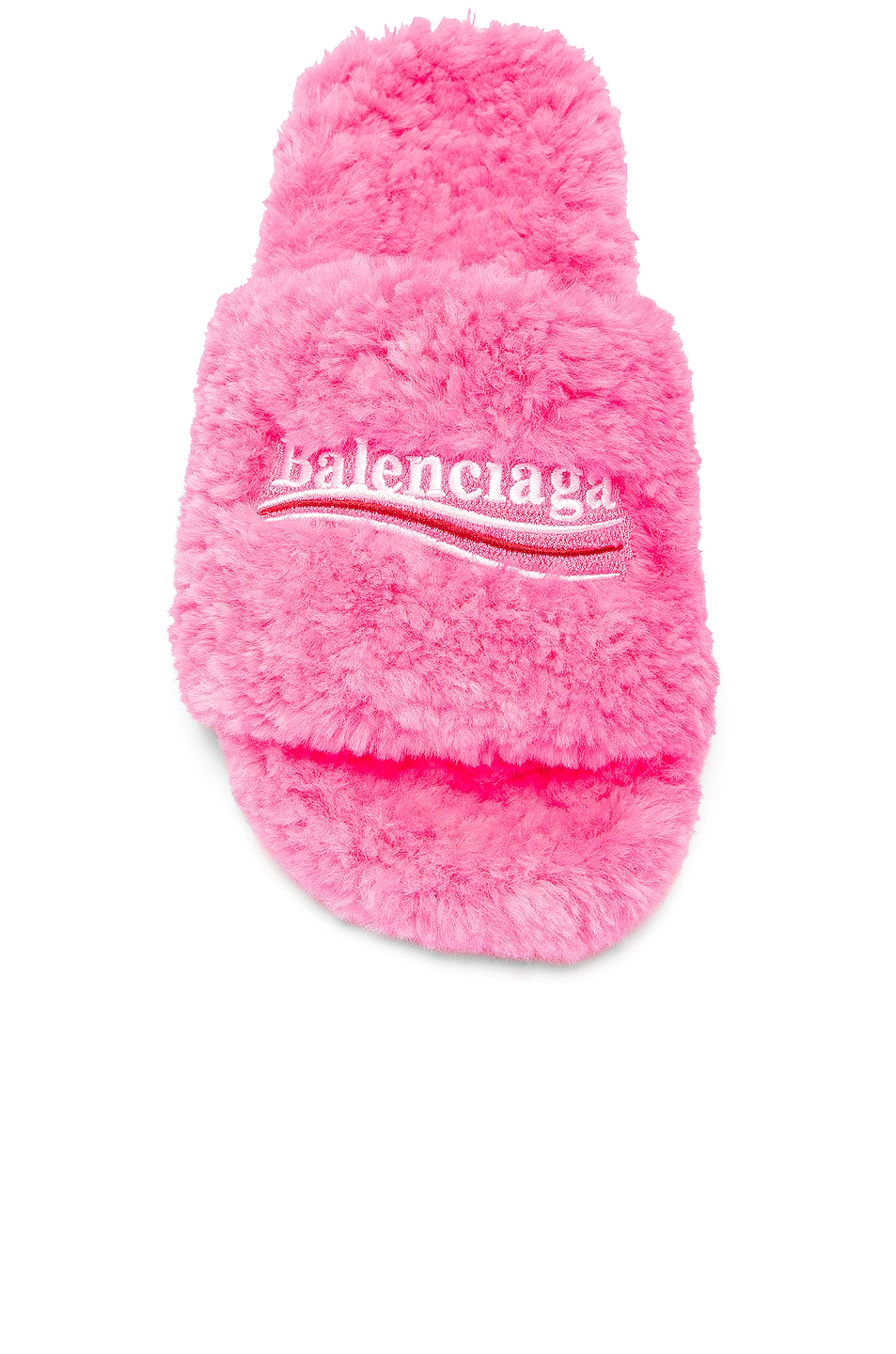 Balenciaga Furry Slide in Hot Pink, White, & Red | FWRD