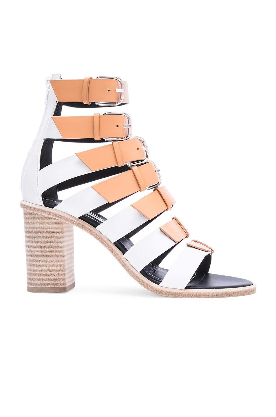 Image 1 of Balenciaga Leather Buckle Heels in Natural & White