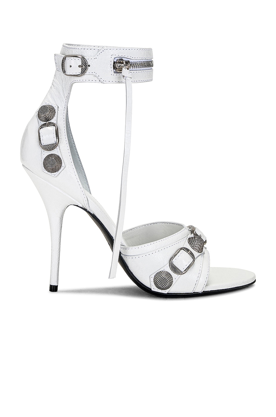 Image 1 of Balenciaga Cagole Sandal in Optic White & Aged Nickel