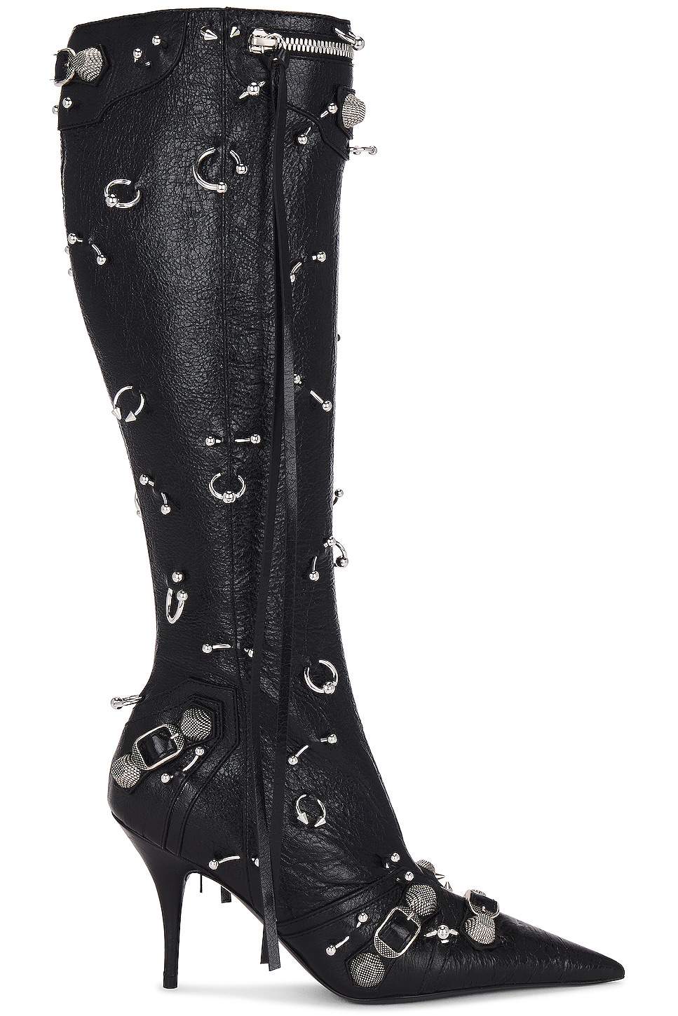Image 1 of Balenciaga Cagole Pierced Boot in Black & Silver