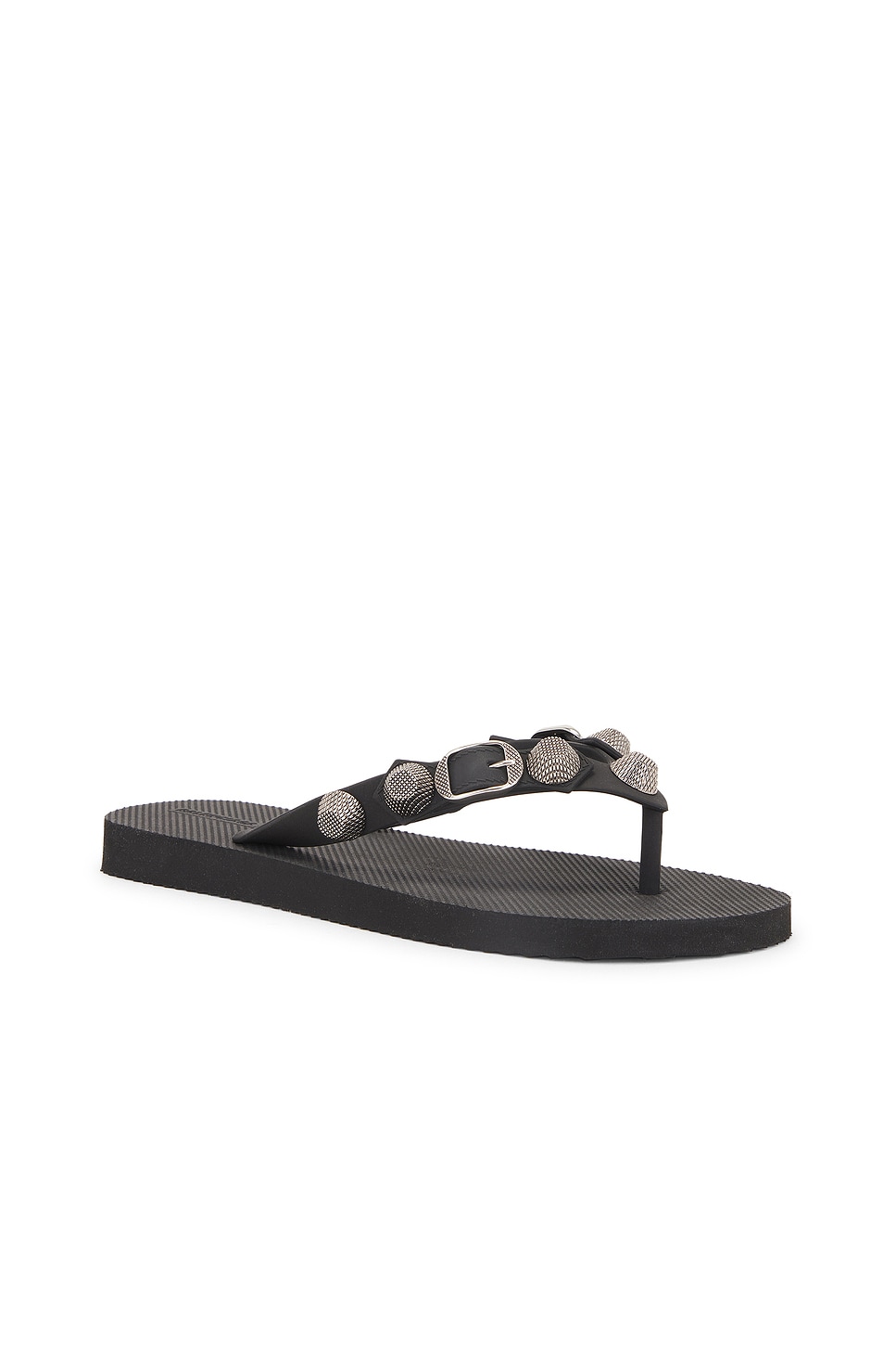 Shop Balenciaga Cagole Thong Sandal In Black & Silver