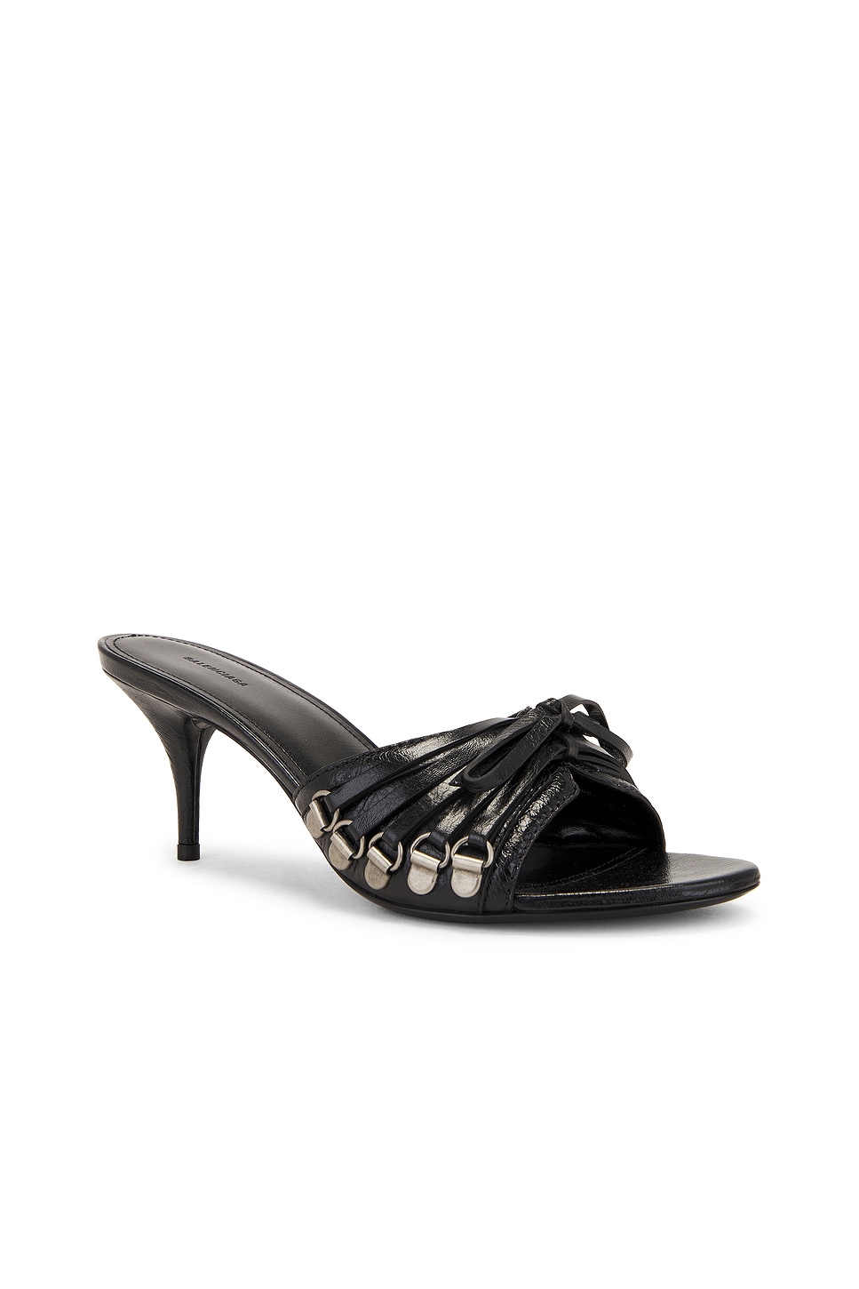 Shop Balenciaga M70 Cagole Sandal Heel In Black & Silver