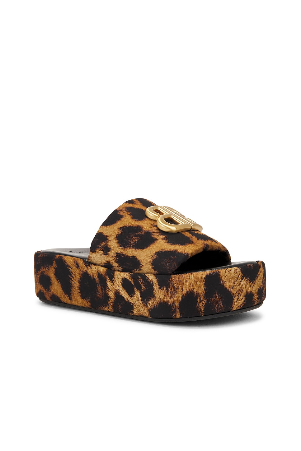 Shop Balenciaga Bb Rise Slide In Leopard & Oro