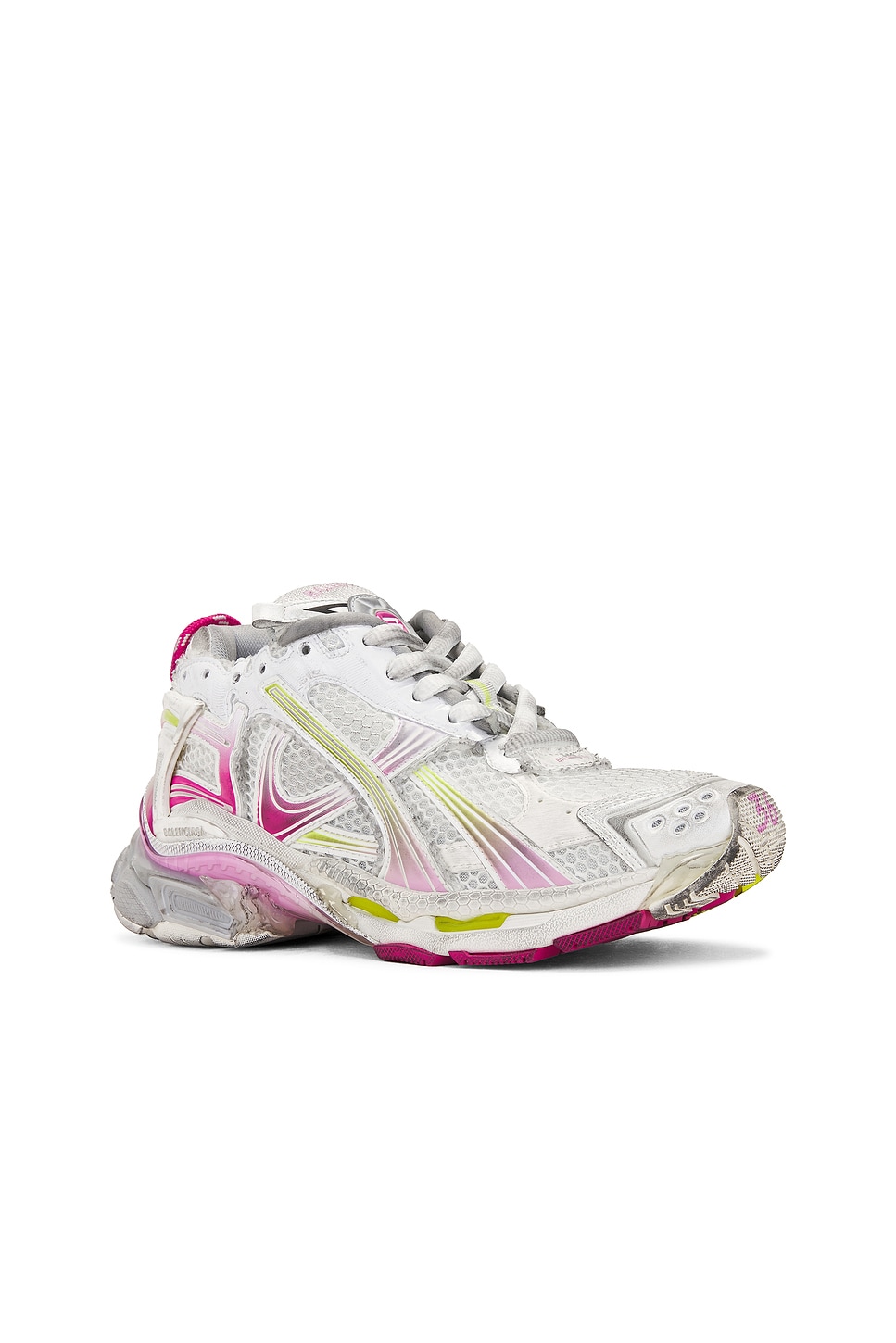 Balenciaga Sneaker Runner White Pink Yellow Fluo In White Pink Grey & Fluo Yellow