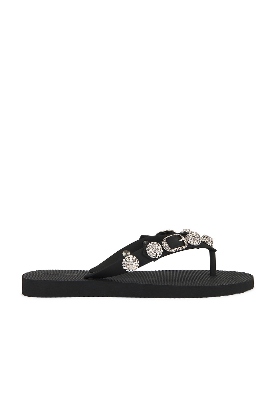 Image 1 of Balenciaga Cagole Thong Sandal in Black & Crystal