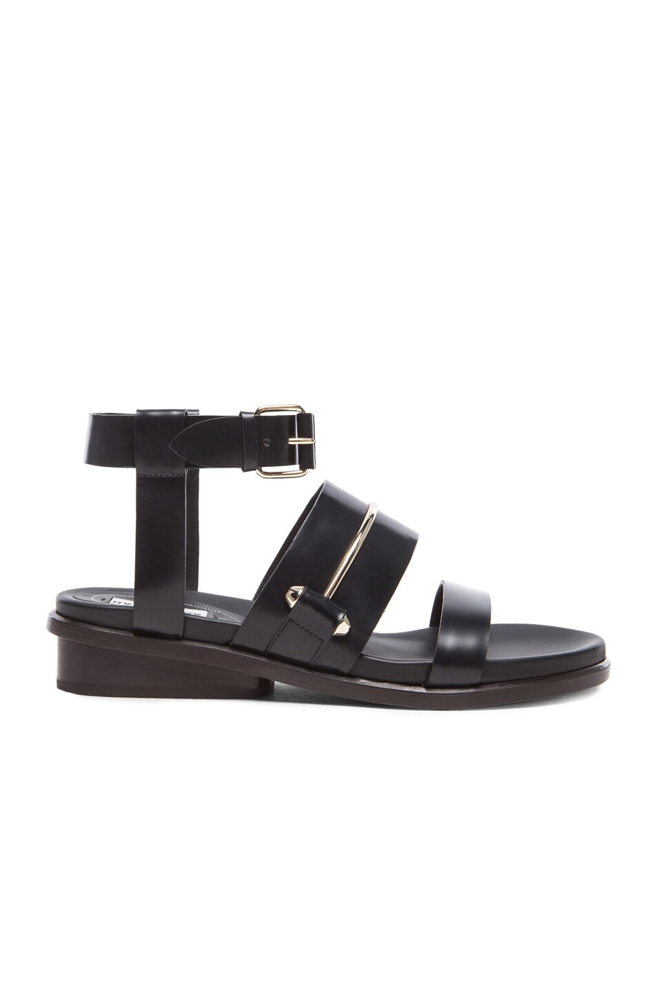Image 1 of Balenciaga Tri Strap Flat Leather Sandals in Black