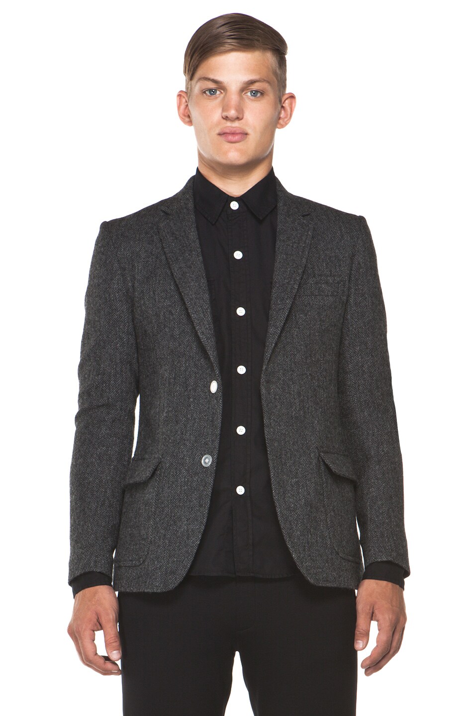 Image 1 of Band of Outsiders 2 Button Blazer in Black Grey