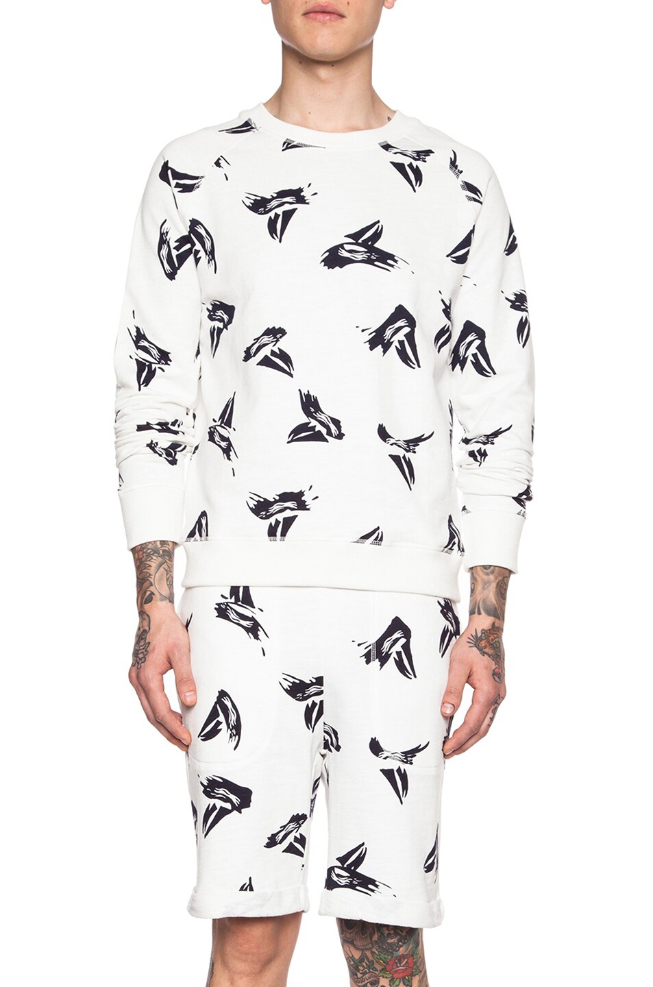 Image 1 of Band of Outsiders Sailboat Printed Cotton Sweatshirt in White Multi
