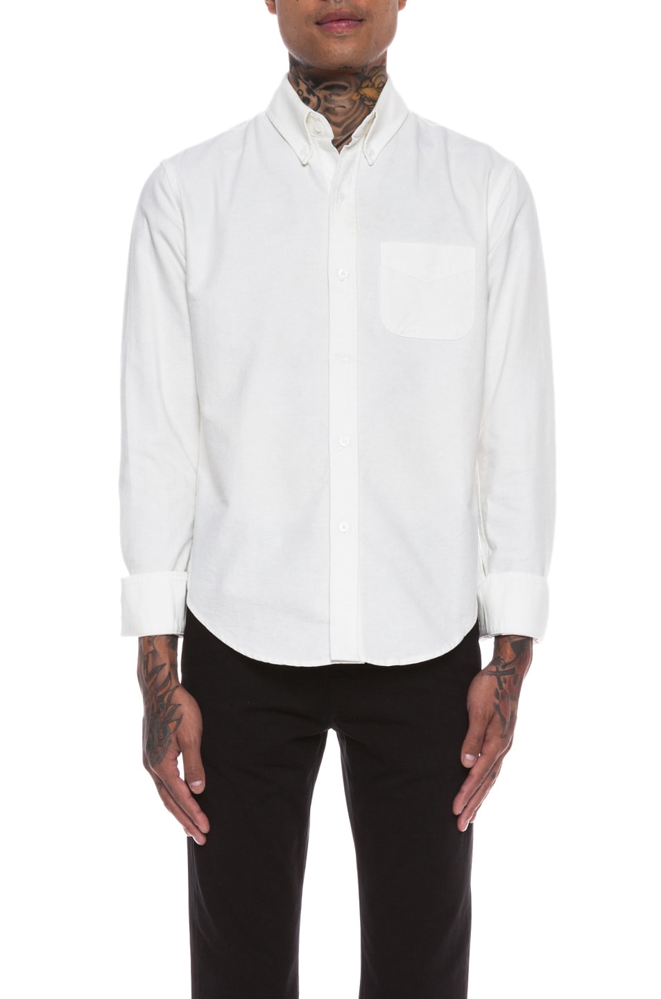 Image 1 of Band of Outsiders Long Sleeve Cotton Button Down in White
