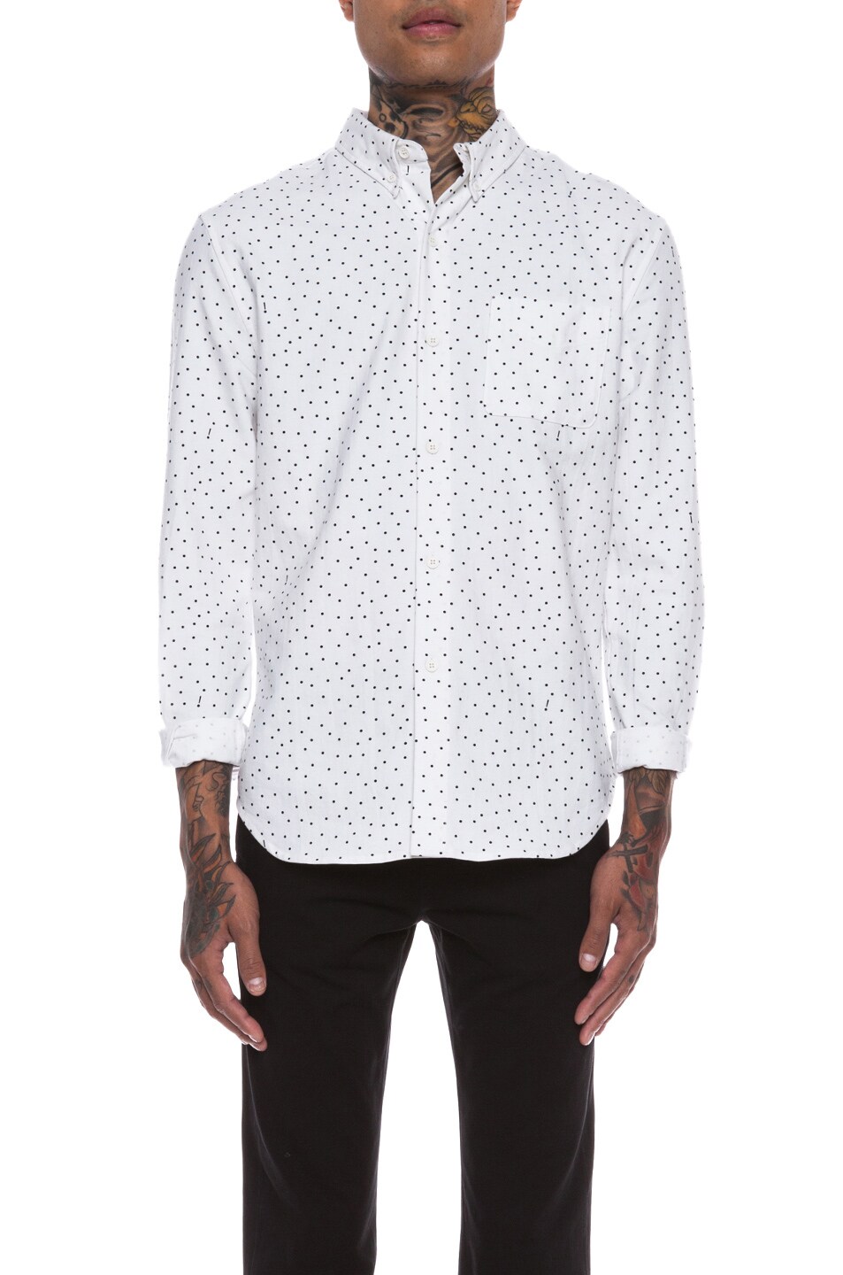 Image 1 of Band of Outsiders Punctuation Print Cotton Button Down in White