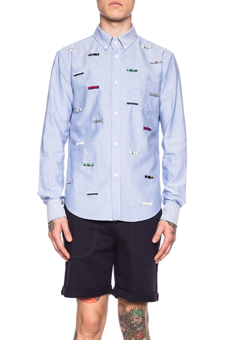 Image 1 of Band of Outsiders Multi Loop Cotton Button Down in Light Blue Multi
