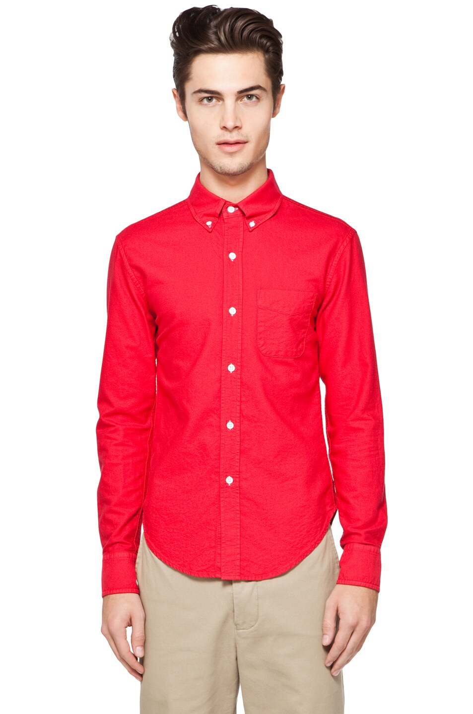 red button down oxford
