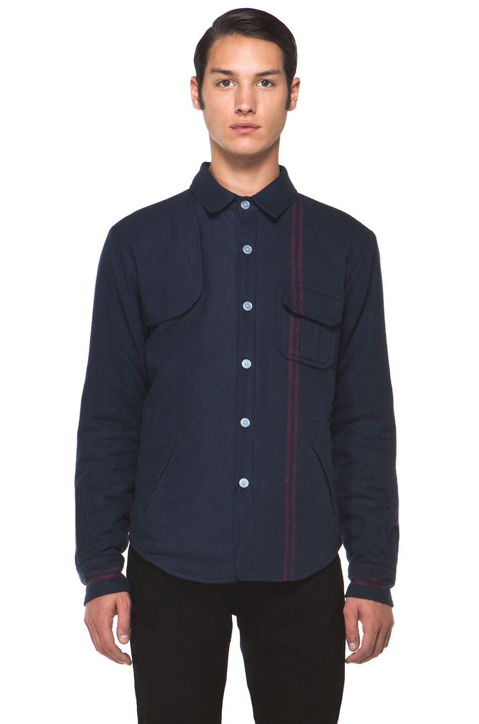 Image 1 of Band of Outsiders Flannel Blanket Hunting Workshirt in Blue