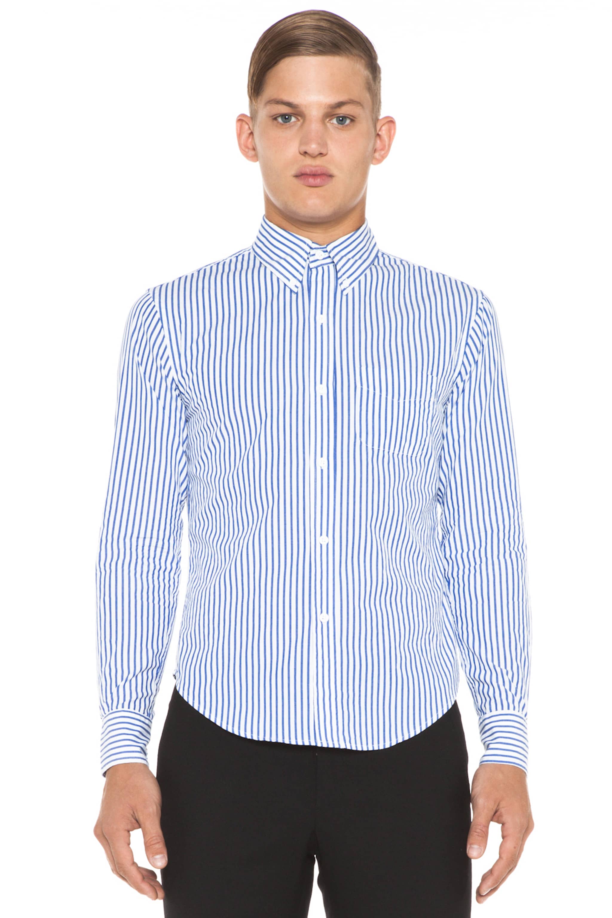 Image 1 of Band of Outsiders Stripe Button Down in Blue & White