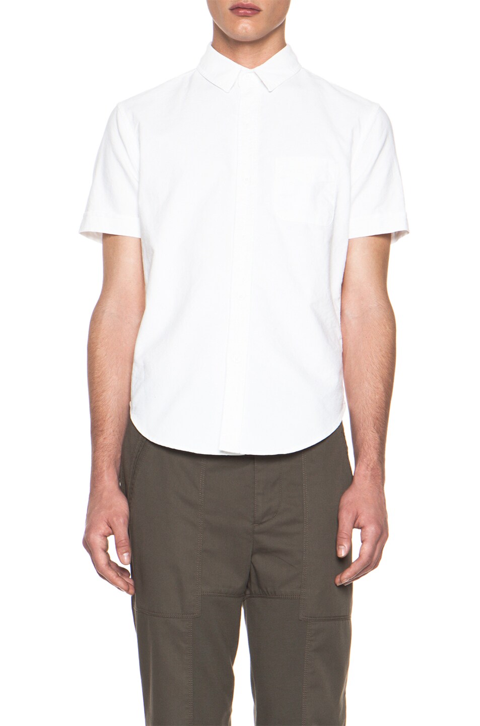 Image 1 of Band of Outsiders Solid Oxford Shirt in White