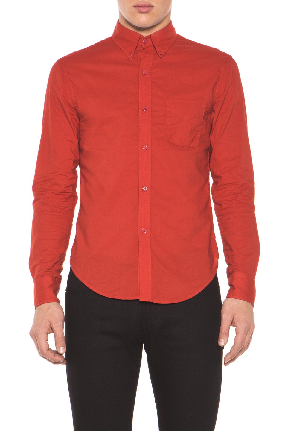 Image 1 of Band of Outsiders Solid Batiste Button Down in Red