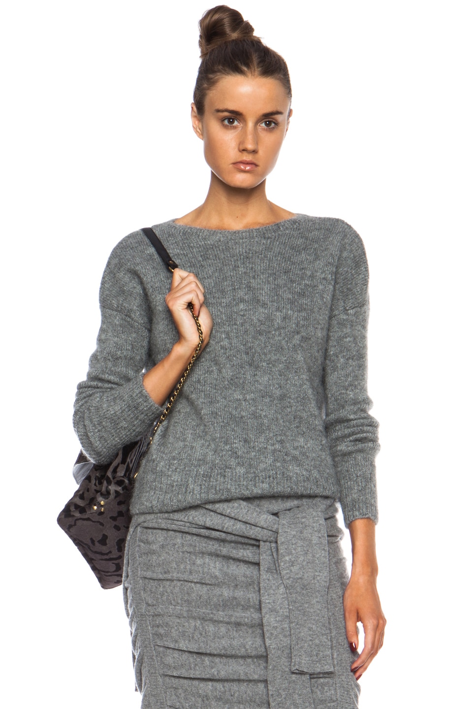 Image 1 of Band of Outsiders Cropped Mohair-Blend Sweater in Grey
