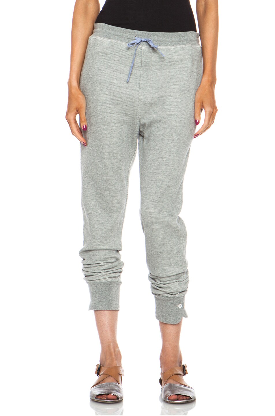 Image 1 of Band of Outsiders Woven Pocket Terry Sweatpant in Heather Grey