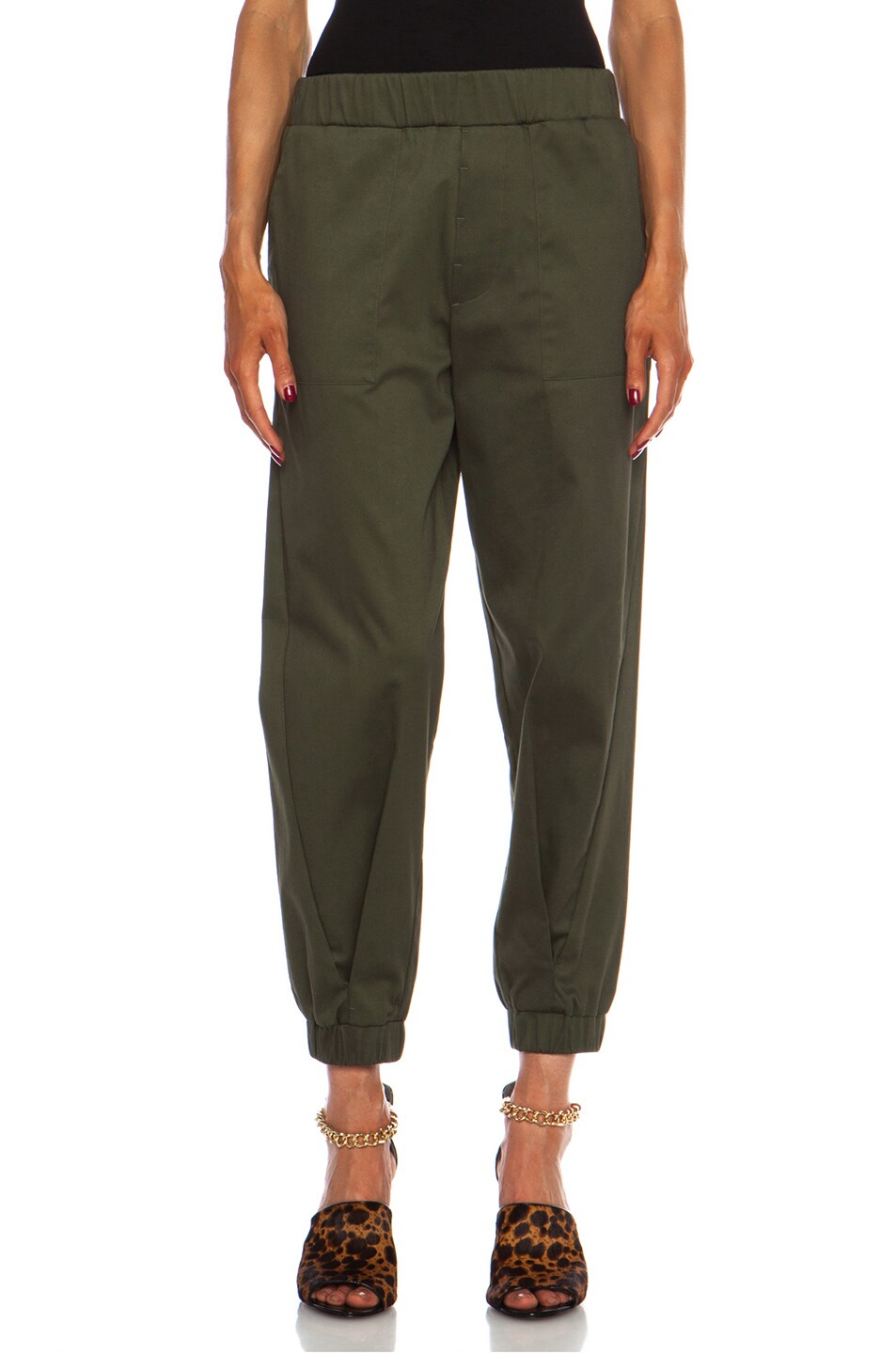 Image 1 of Band of Outsiders Stretch Sateen Pant in Fatigue