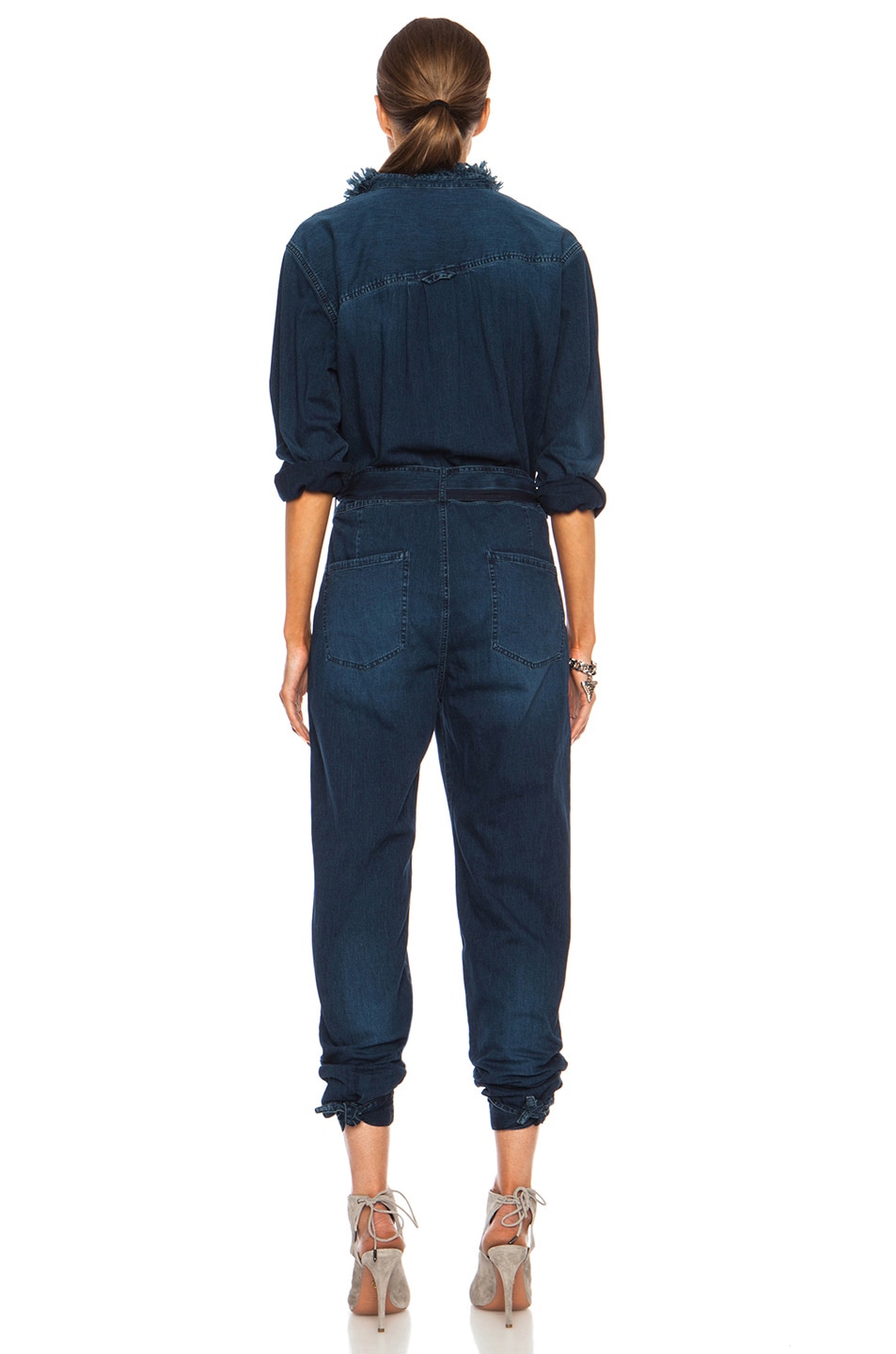 Band of Outsiders Denim Collared Cotton Jumpsuit in Indigo FWRD