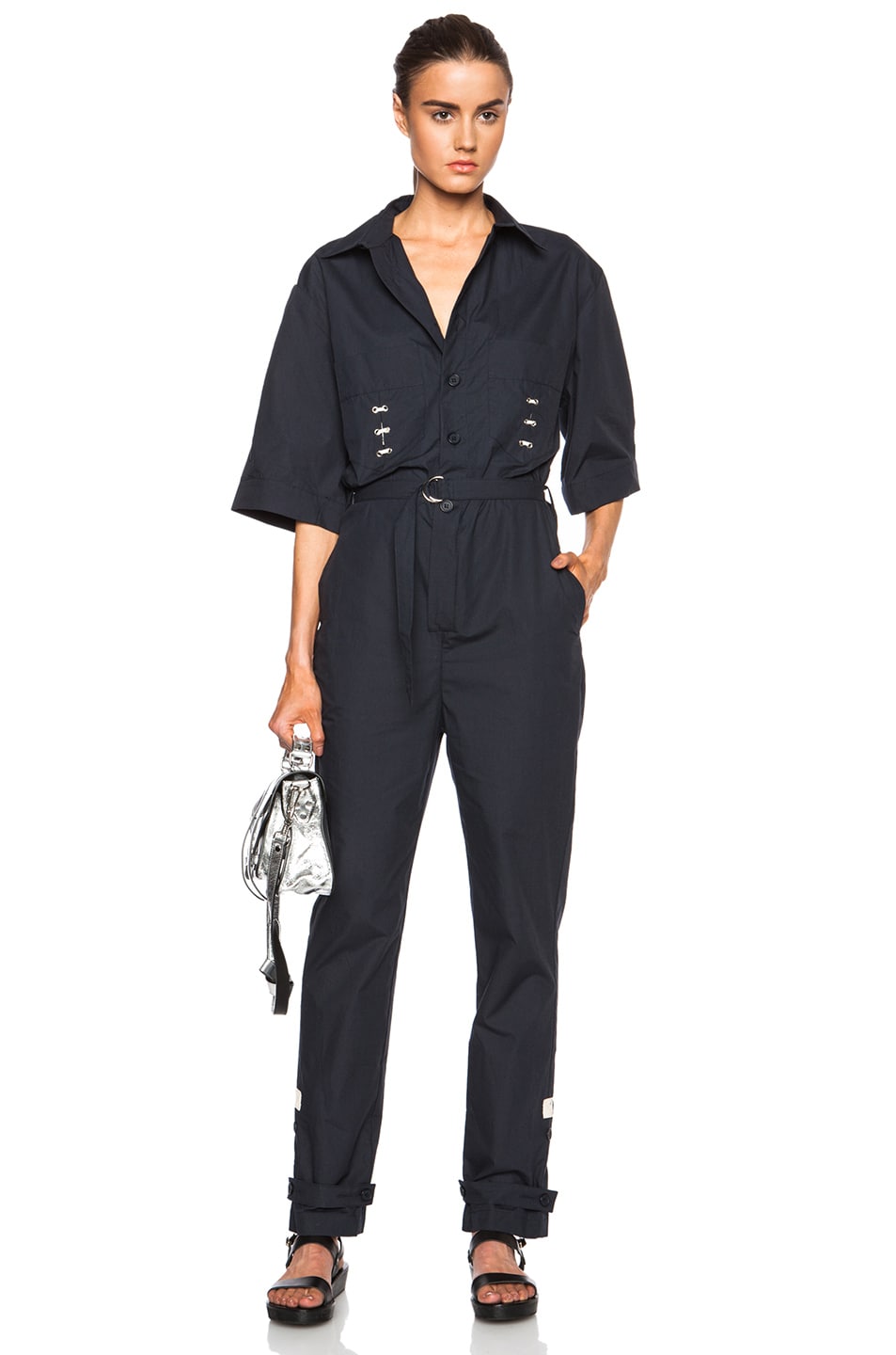 Image 1 of Band of Outsiders Utility Cotton Jumpsuit in Classic Navy