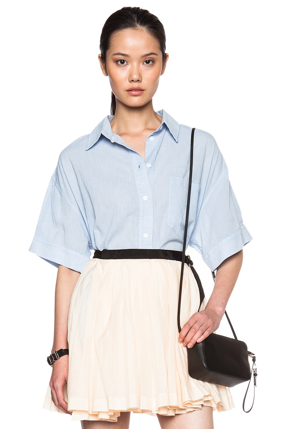 Image 1 of Band of Outsiders Cotton Dressing Grandpa Shirt in Blue