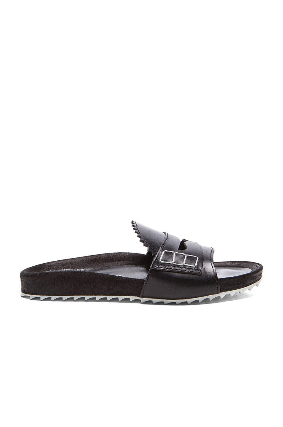 Image 1 of Band of Outsiders Loafer Front Slip-On Leather Sandals in Black