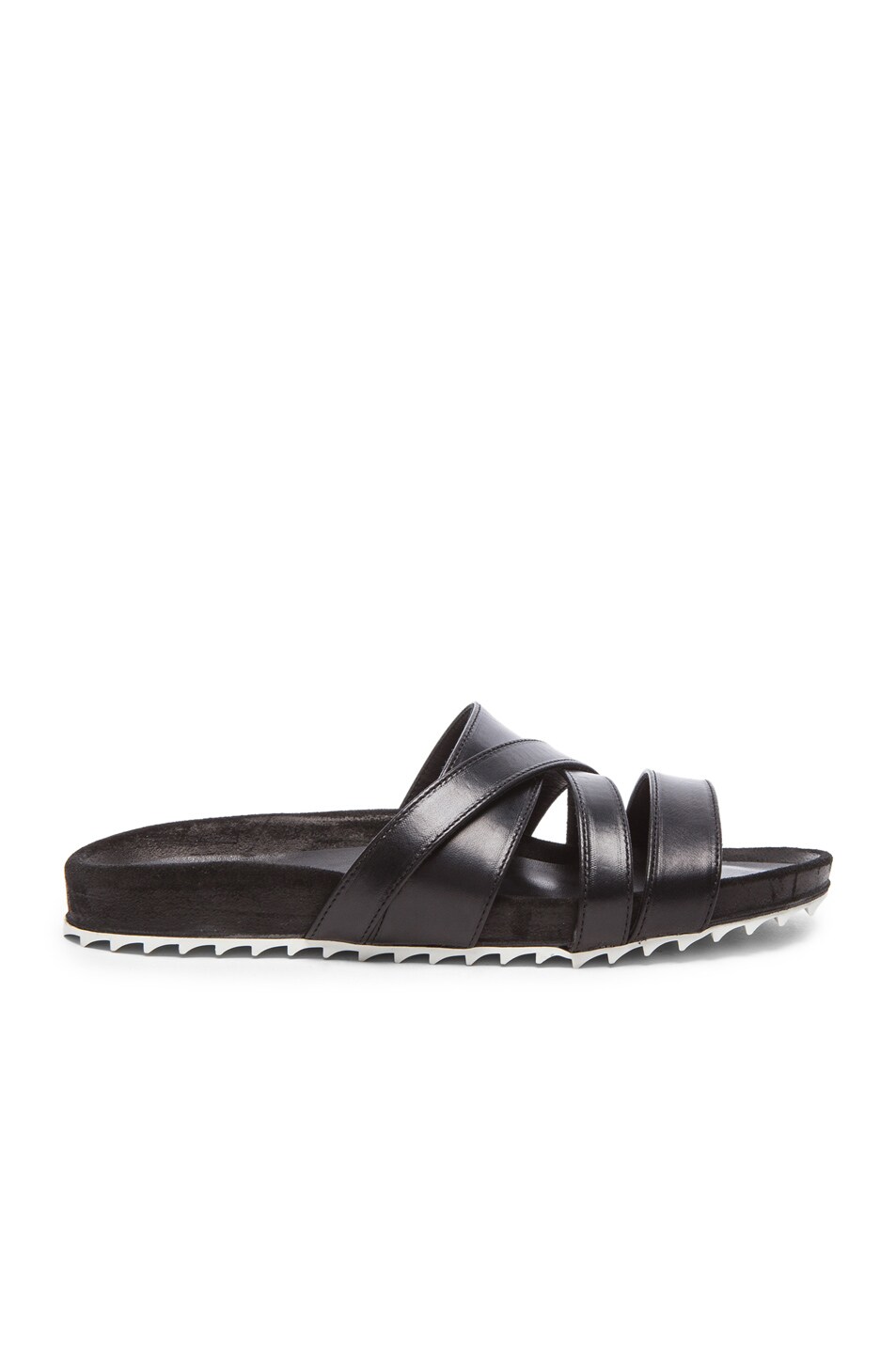 Image 1 of Band of Outsiders Strappy Shower Leather Slides in Black