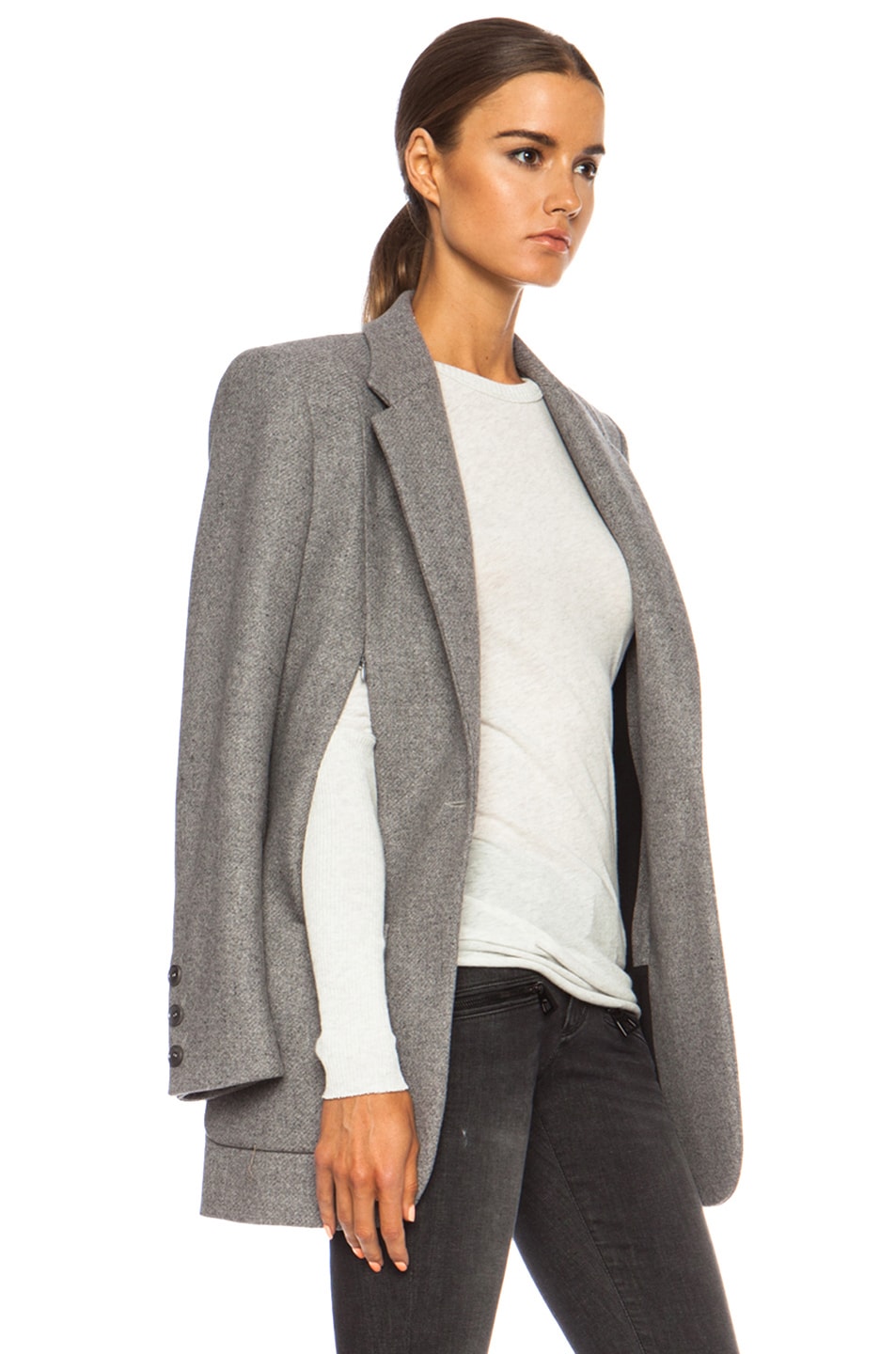 Barbara Bui Blazer Wool-Blend Cape in Grey | FWRD