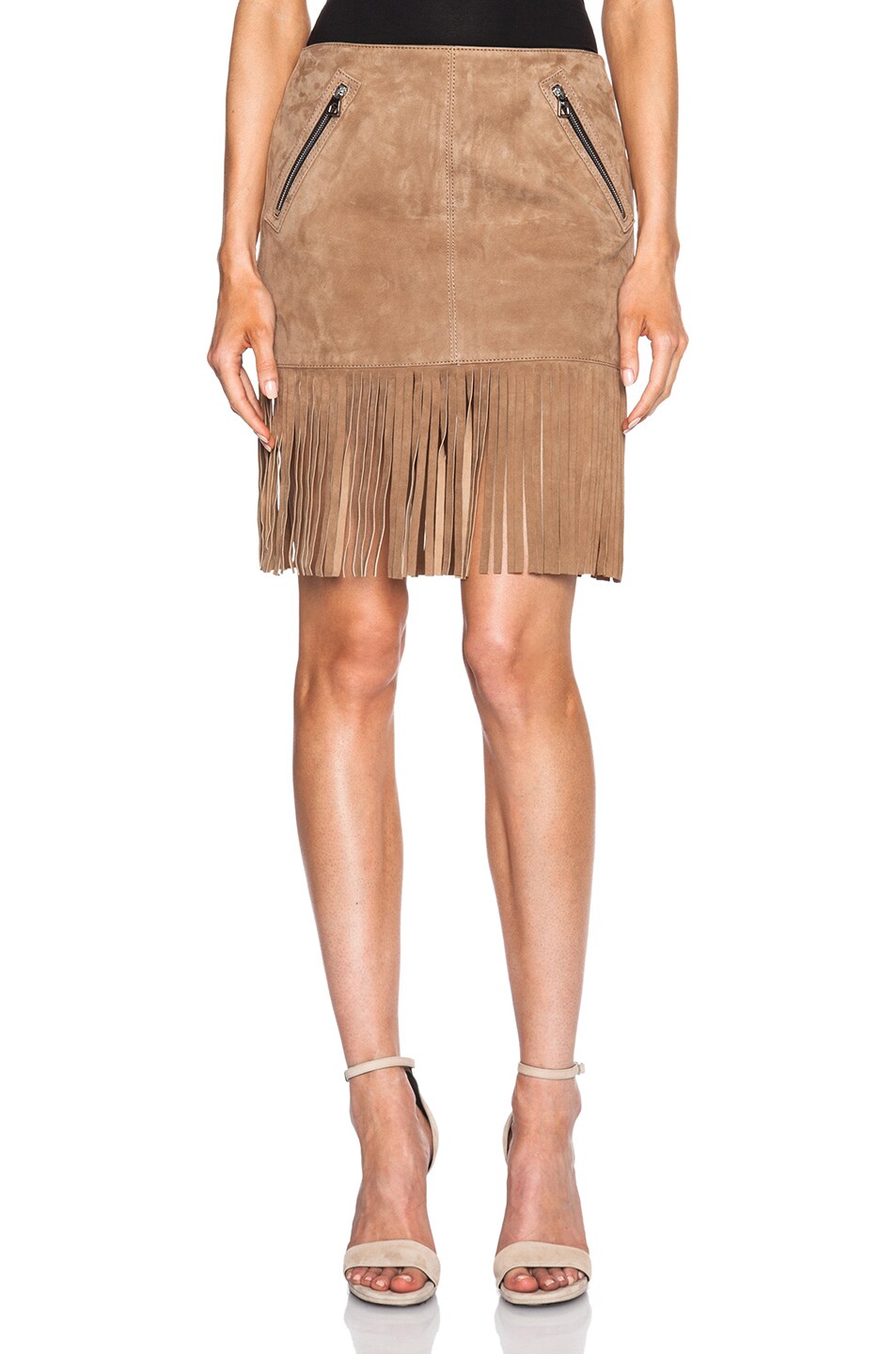 Image 1 of Barbara Bui Fringe Skirt in Camel