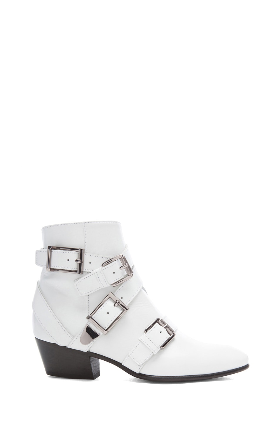 Barbara Bui Leather Buckle Booties in White | FWRD