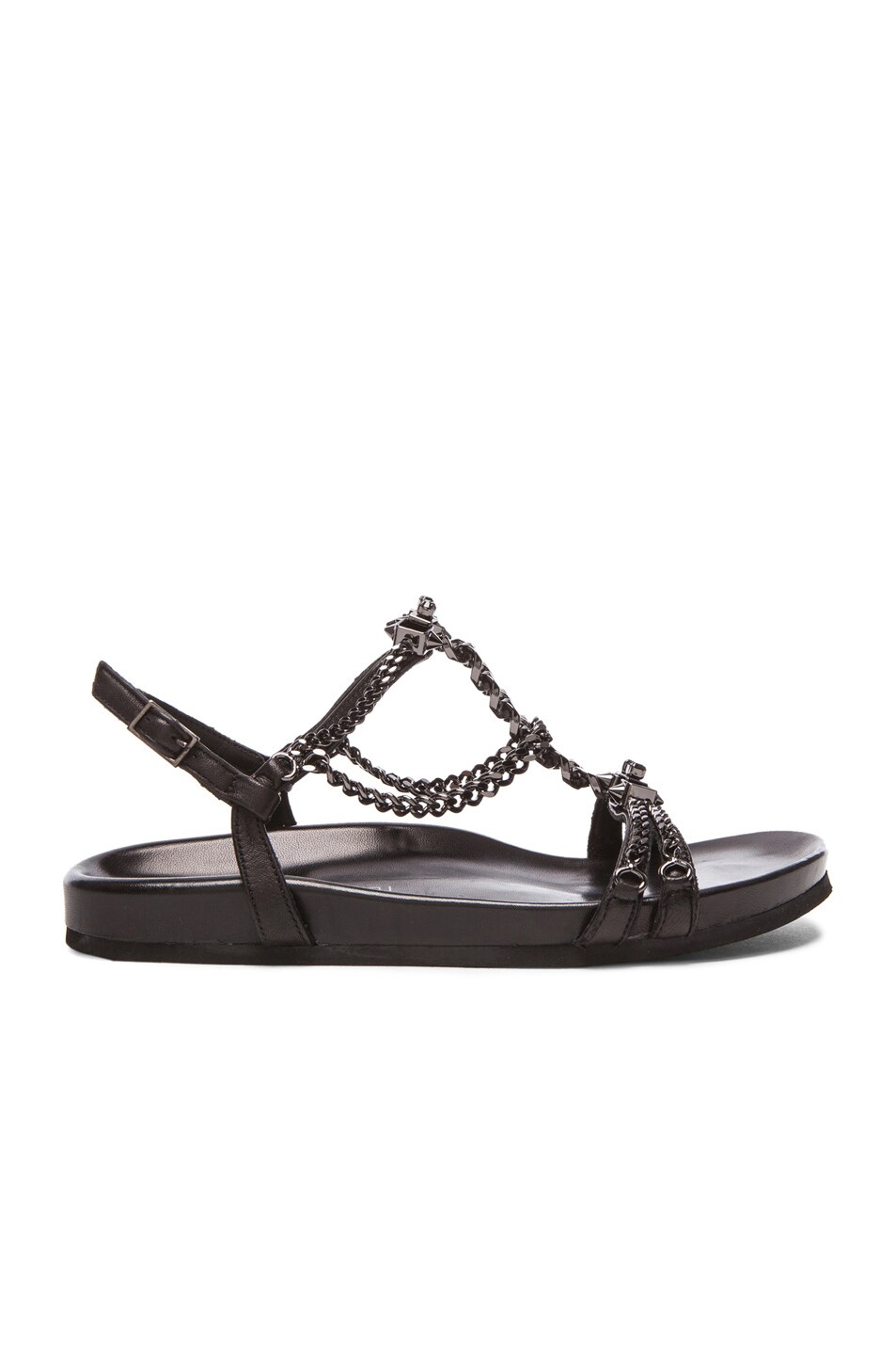 Image 1 of Barbara Bui Flat Chain Leather Sandals in Black