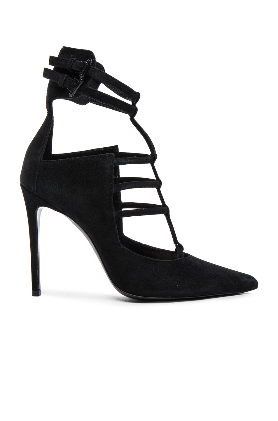 Image 1 of Barbara Bui Suede Strap Pointed Toe Heels in Black