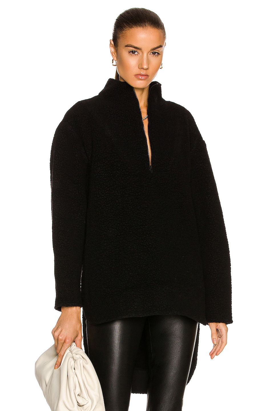 Image 1 of Bassike Wool Fleece Overshirt Sweatshirt in Black