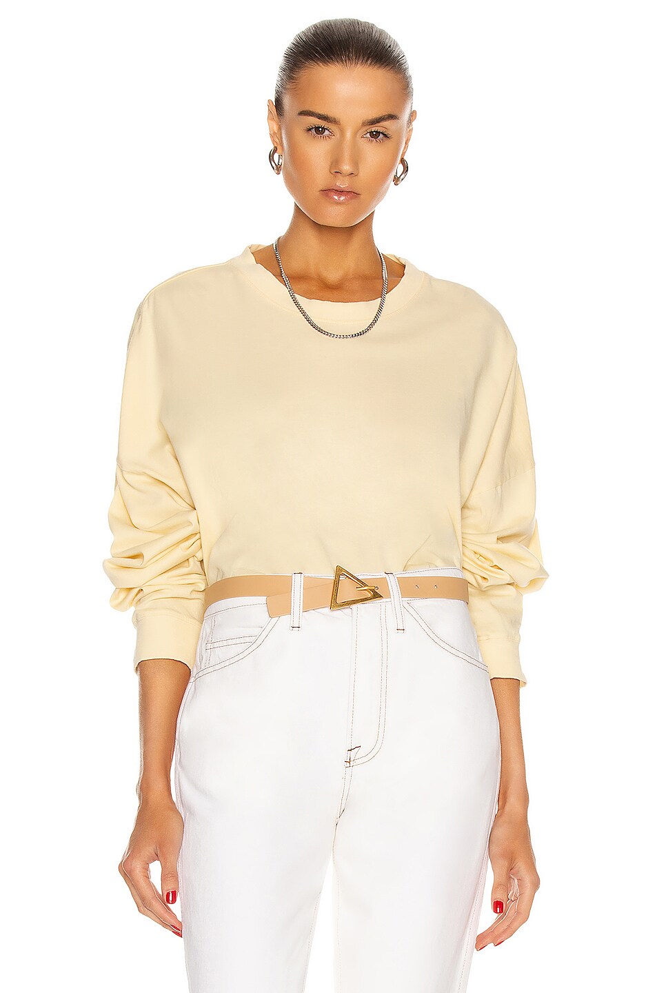 Image 1 of Bassike Midweight Batwing Jersey Sweatshirt in Pigment Yellow