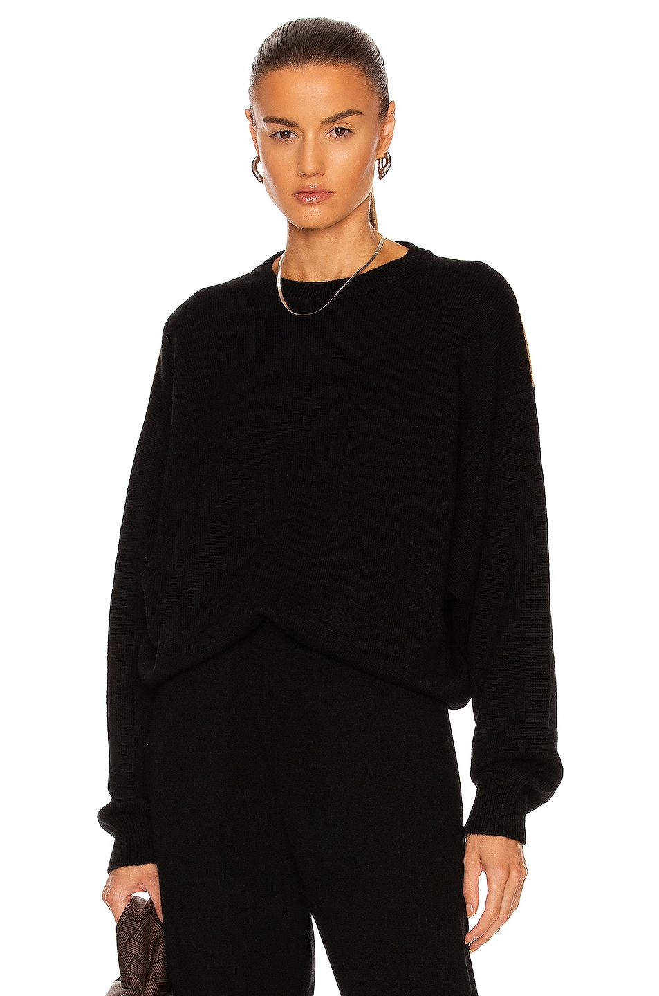 Image 1 of Bassike Batwing Cashmere Crewneck Knit Sweater in Black