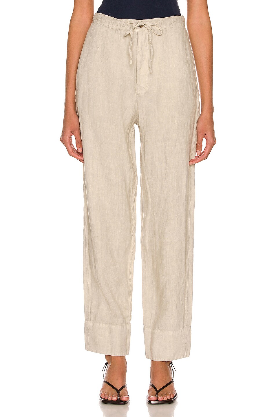 Image 1 of Bassike Washed Linen Wide Leg Pant in Washed Stone