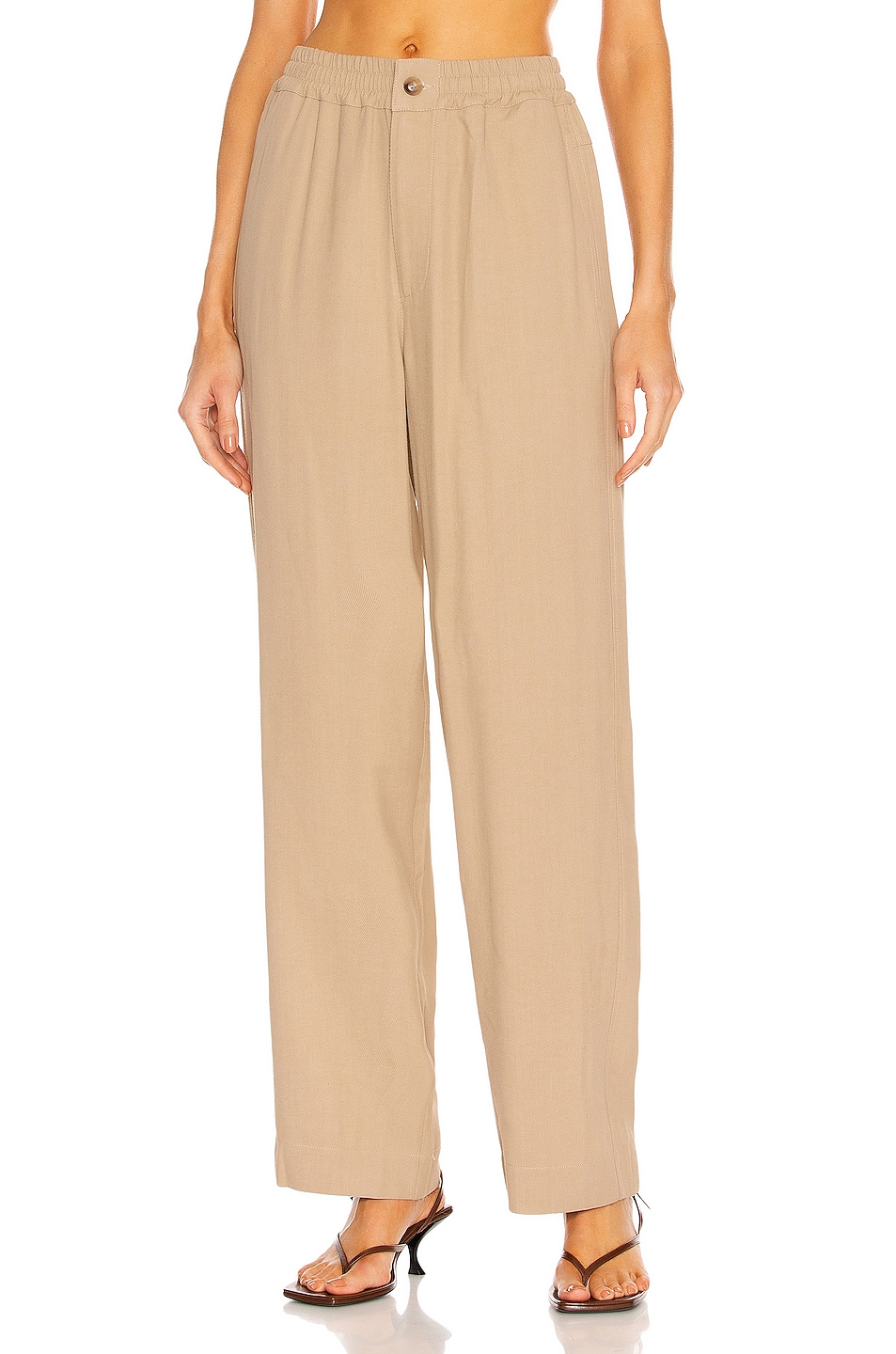 Image 1 of Bassike Twill Relaxed Pull On Pant in Tan