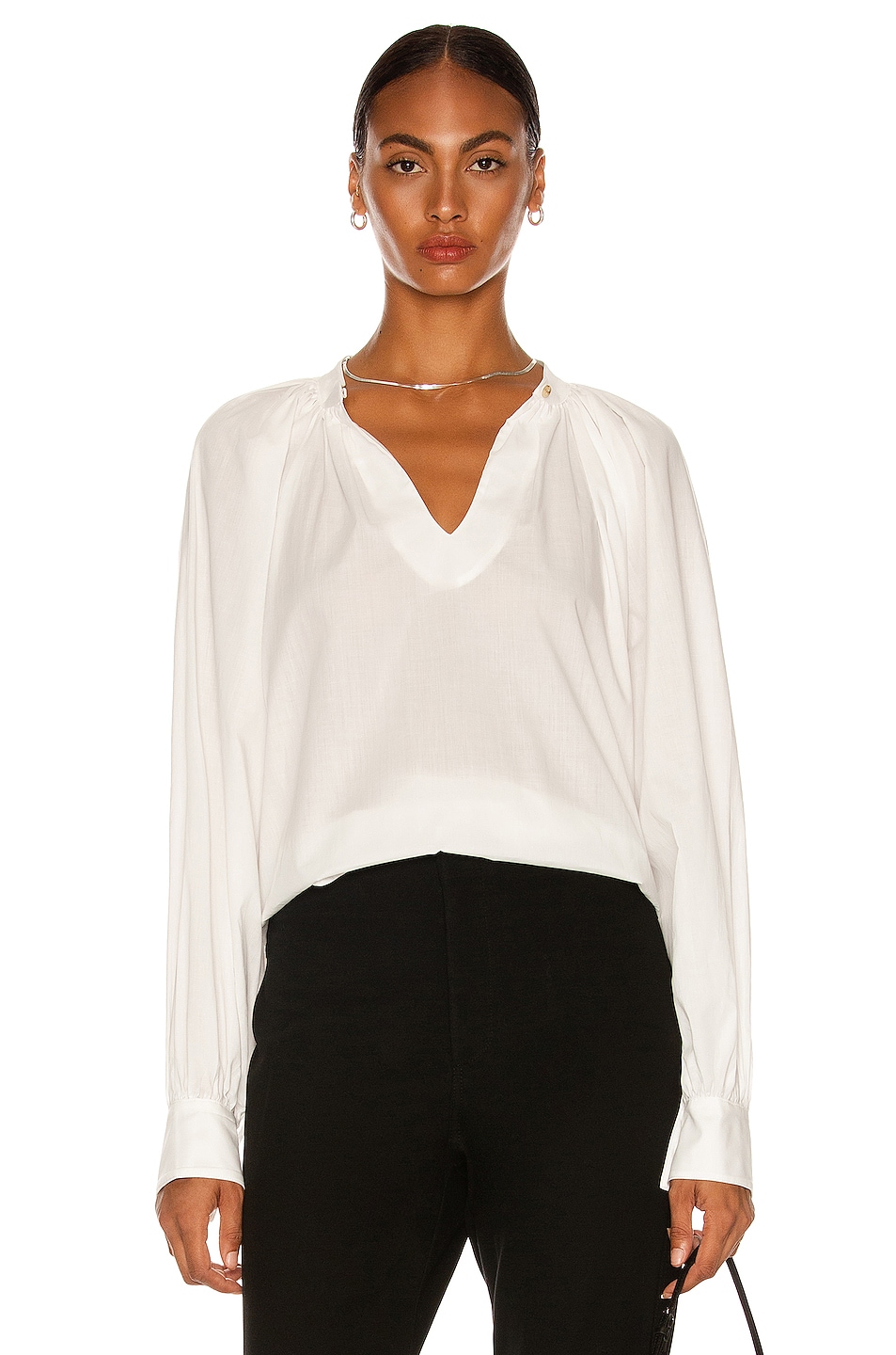 Image 1 of Bassike Lightweight Gathered Shirt in White