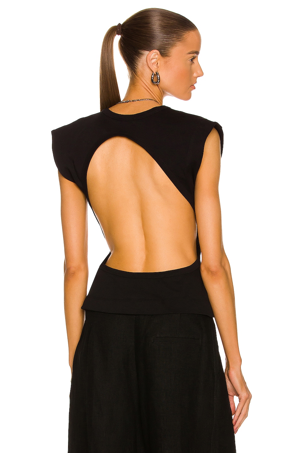 Image 1 of Bassike Cutout Jersey Top in Black