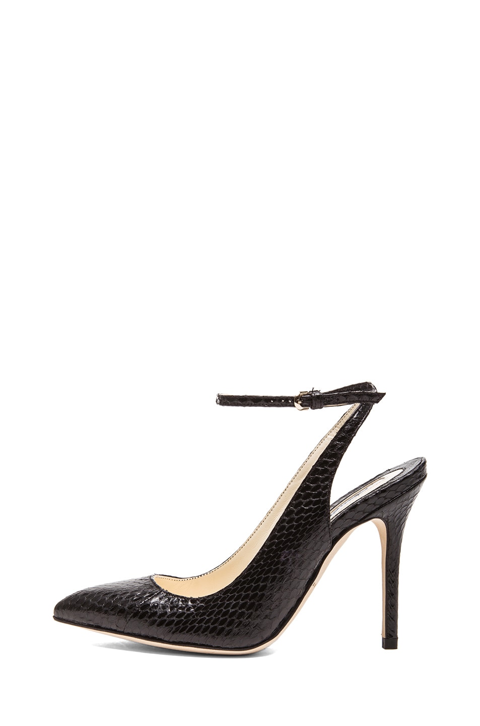 Image 1 of Brian Atwood Lilith Elaphe Snakeskin Slingback Pumps in Black
