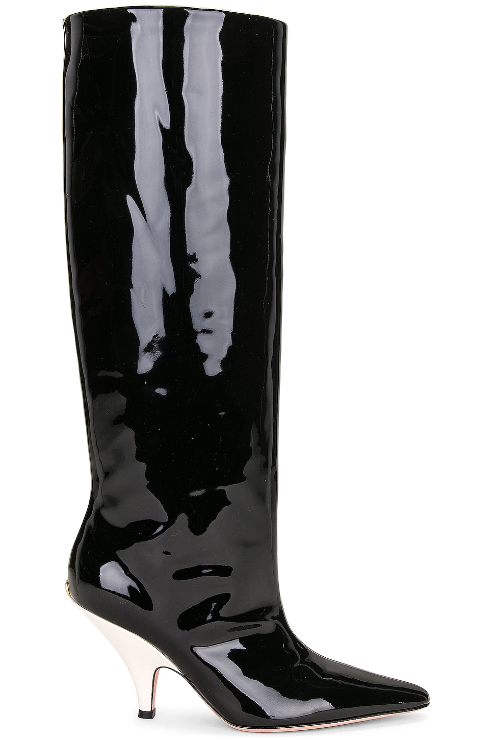 Image 1 of Bally Kika Patent Knee High Boot in Black & Bone